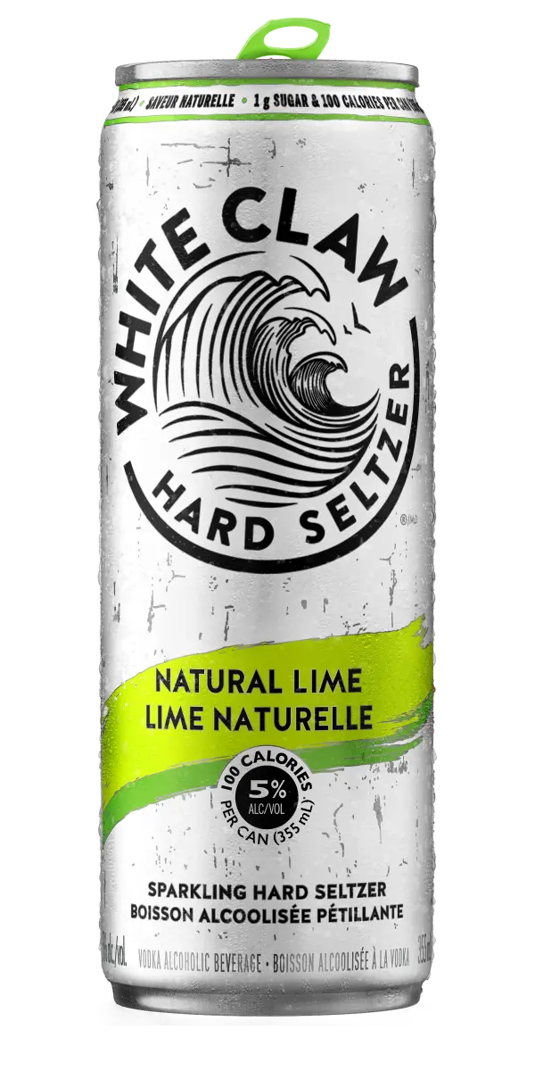 can of white claw hard seltzer, natural lime flavour