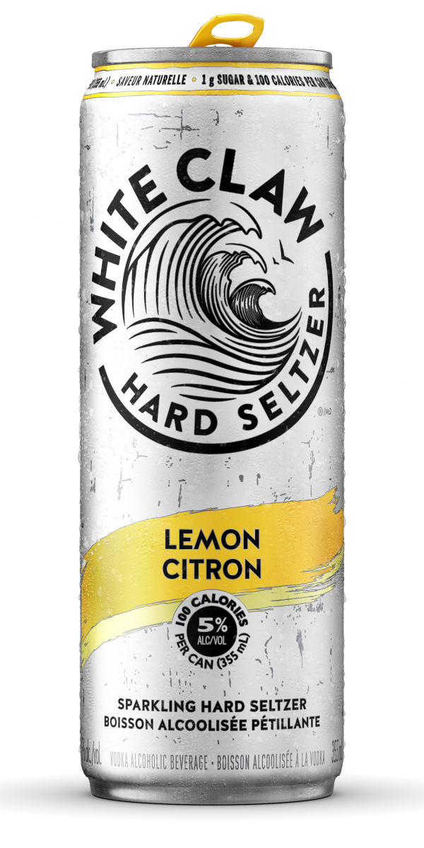 can of white claw lemon flavour hard seltzer