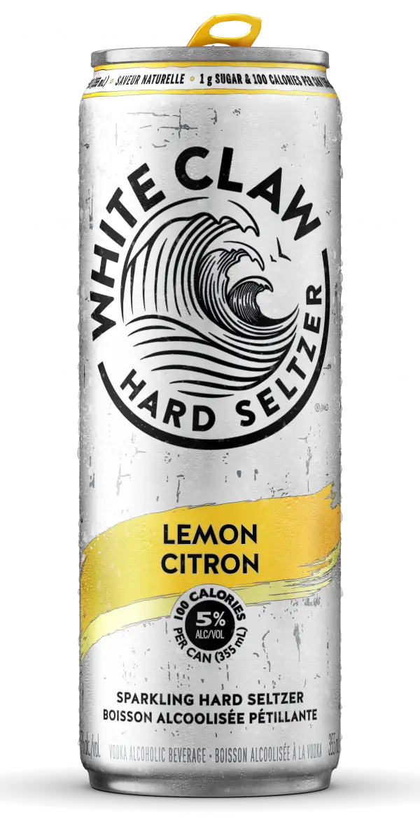 can of white claw lemon flavour hard seltzer